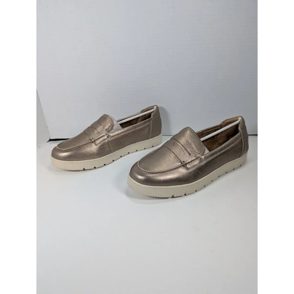 Easy Spirit Womens Size 11W Karin eFlex Slip On Loafers Bronze Leather NIB